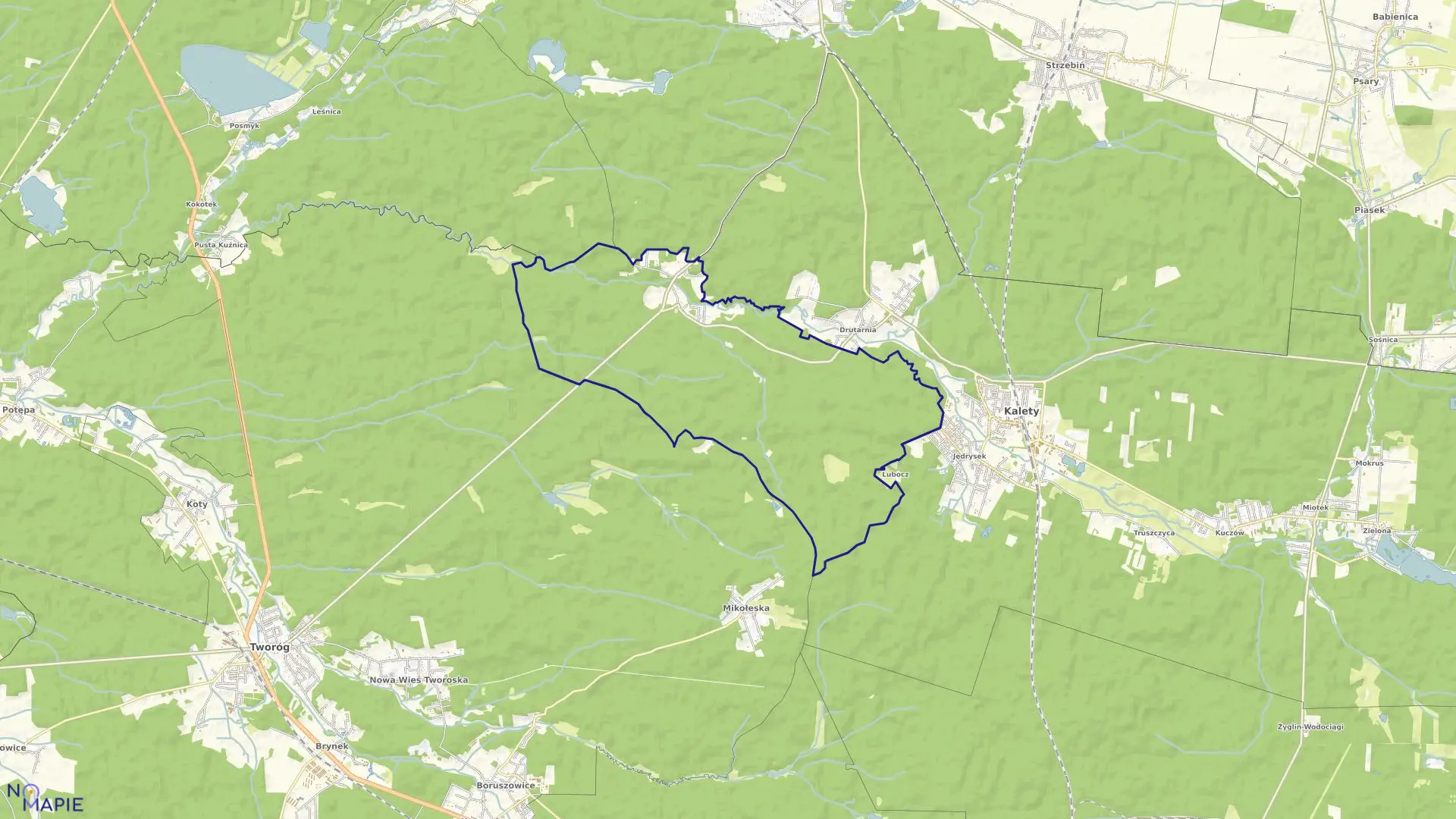 Mapa obrębu Brusiek w gminie Koszęcin